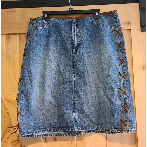 Jupe Courte Lane Bryant - Denim Venezia - Taille 18 - Bleu/blanc à Rayures - Neuf